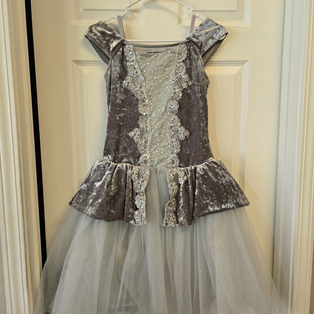 Weissman Gray Dance Costume with Lace Trim